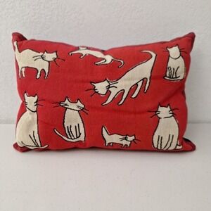 Vintage Abstract Cat Tapestry Throw Pillow Bordered Design 12 x 17